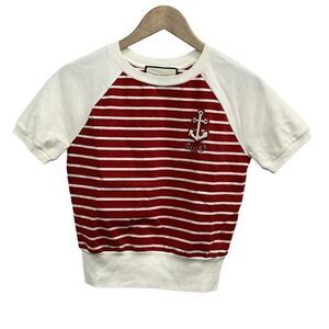 Gucci Short Sleeve Cut And Sewn Size S Women's - 624764 Red X White Crew Neck